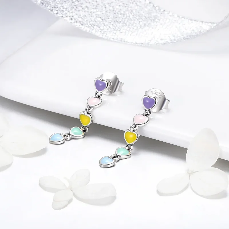 (bilde for) Pandora Style Silver Rainbow Hearts øredobber - SCE451 - Vis 4
