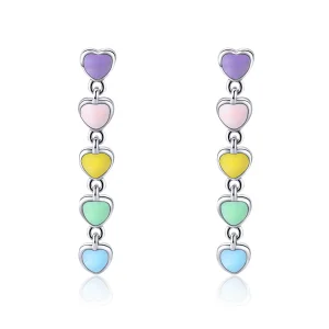 (bilde for) Pandora Style Silver Rainbow Hearts øredobber - SCE451