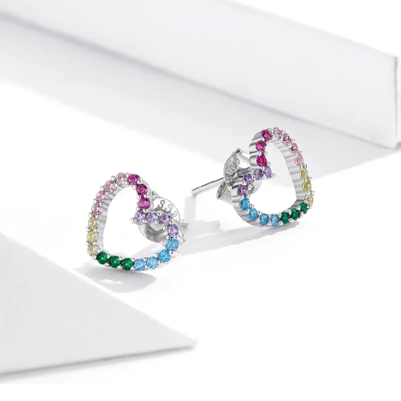 (bilde for) Pandora Style Silver Rainbow Hearts øredobber - SCE891 - Vis 4