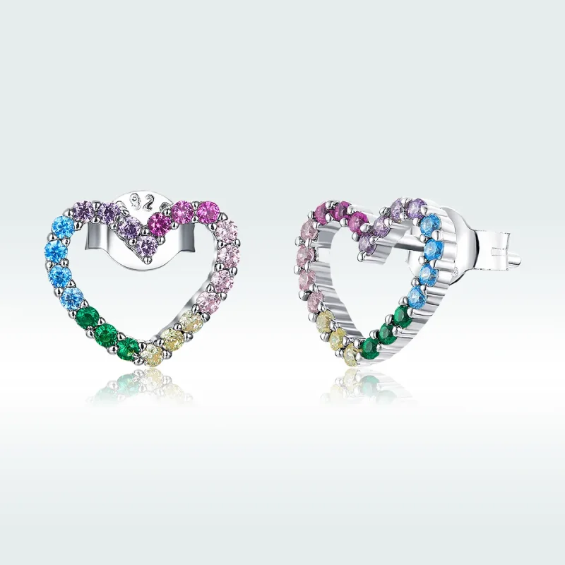 (bilde for) Pandora Style Silver Rainbow Hearts øredobber - SCE891 - Vis 5