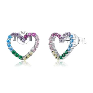 (bilde for) Pandora Style Silver Rainbow Hearts øredobber - SCE891