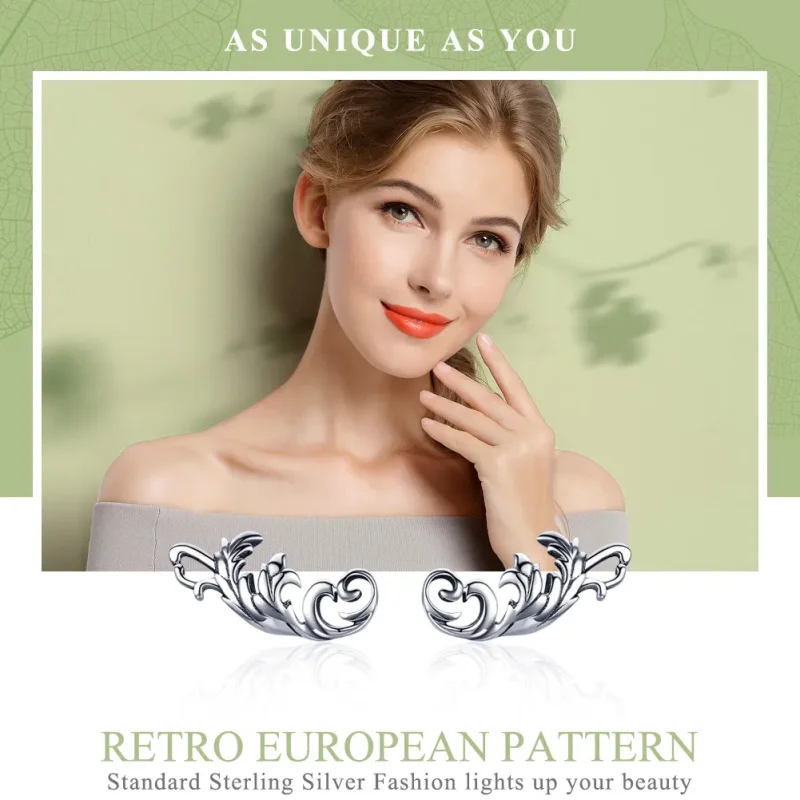 (bilde for) Pandora Style Silver Retro European Flower Stud øredobber - SCE580 - Vis 2