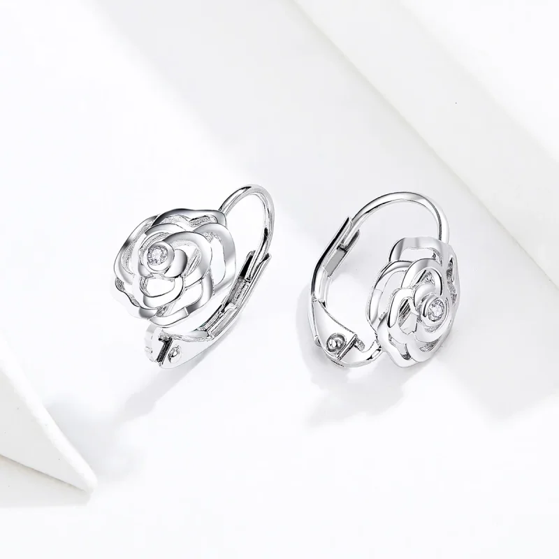 (bilde for) Pandora Style Silver Rose Hoop øredobber - SCE745 - Vis 2