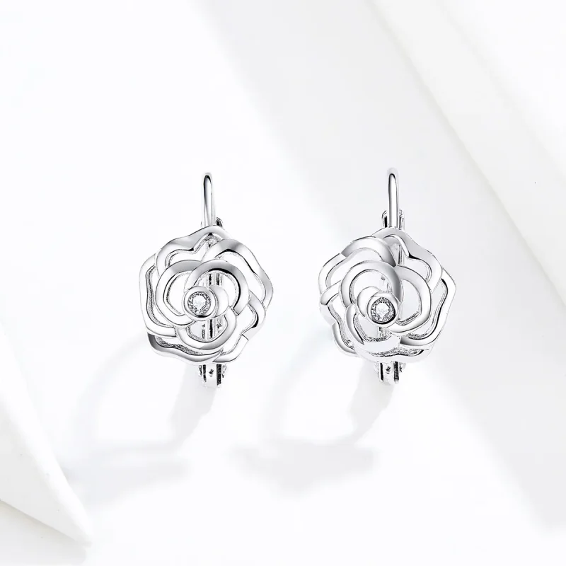 (bilde for) Pandora Style Silver Rose Hoop øredobber - SCE745 - Vis 3