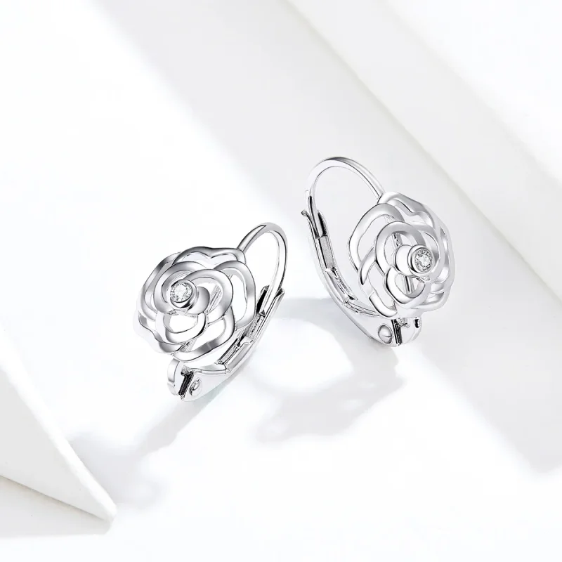 (bilde for) Pandora Style Silver Rose Hoop øredobber - SCE745 - Vis 4