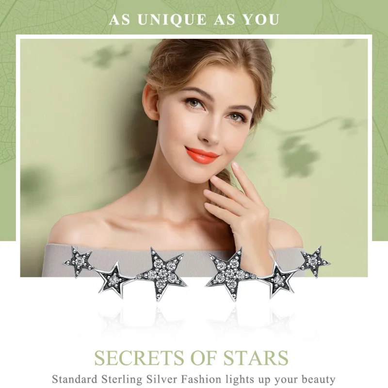 (bilde for) Pandora Style Silver Secrets of Stars ørepynt - SCE175 - Vis 2