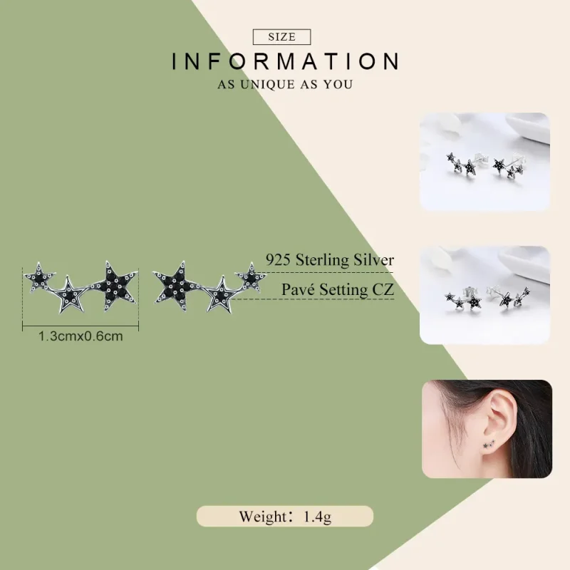(bilde for) Pandora Style Silver Secrets of Stars ørepynt - SCE292 - Vis 4