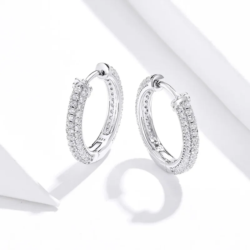 (bilde for) Pandora Style Silver Shining Hoop øredobber - BSE300 - Vis 4