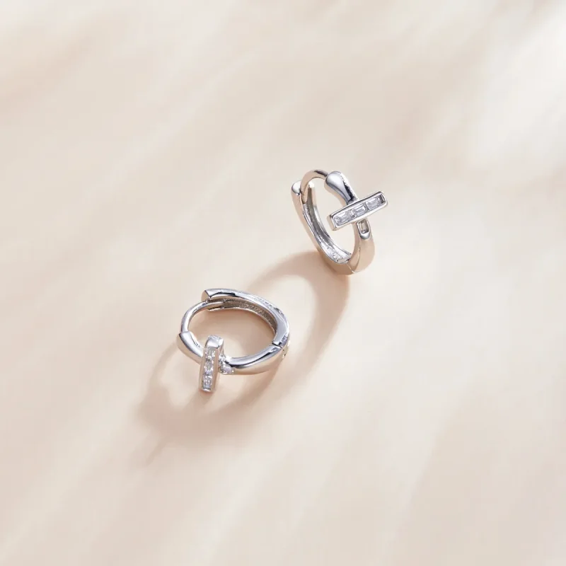 (bilde for) Pandora Style Silver Shining Hoop øredobber - SCE1041 - Vis 2