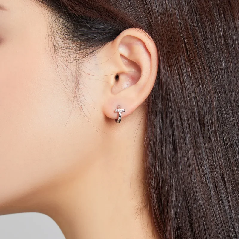 (bilde for) Pandora Style Silver Shining Hoop øredobber - SCE1041 - Vis 5