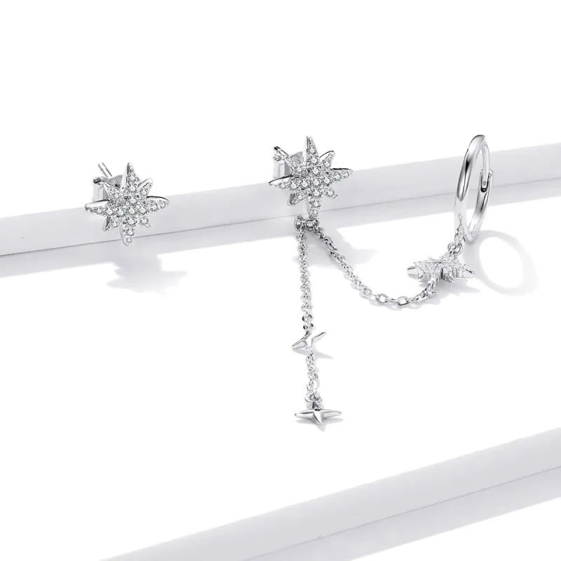 (bilde for) Pandora Style Silver Shining Stars Dangle øredobber - BSE433 - Vis 2