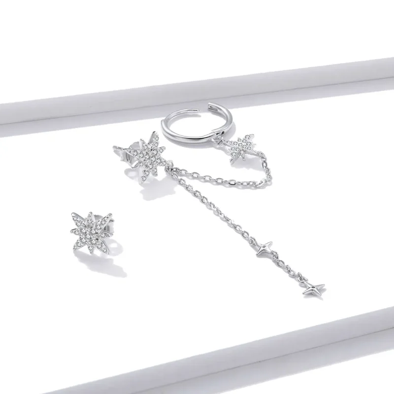 (bilde for) Pandora Style Silver Shining Stars Dangle øredobber - BSE433 - Vis 4