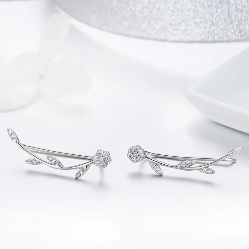 (bilde for) Pandora Style Silver Shinning Leaves Stud øredobber - SCE266 - Vis 4