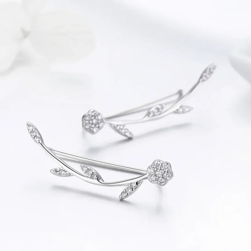 (bilde for) Pandora Style Silver Shinning Leaves Stud øredobber - SCE266 - Vis 5