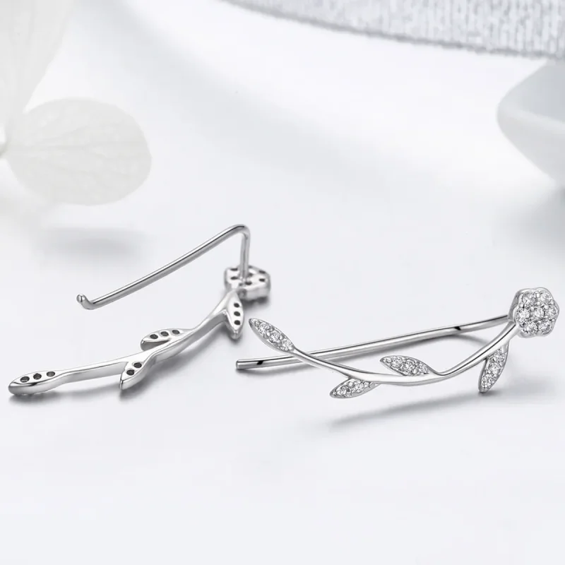 (bilde for) Pandora Style Silver Shinning Leaves Stud øredobber - SCE266 - Vis 6
