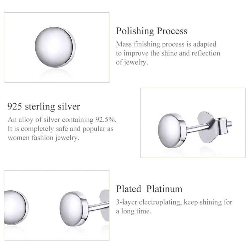 (bilde for) Pandora Style Silver Simple Bean Stud øredobber - SCE705-A - Vis 3