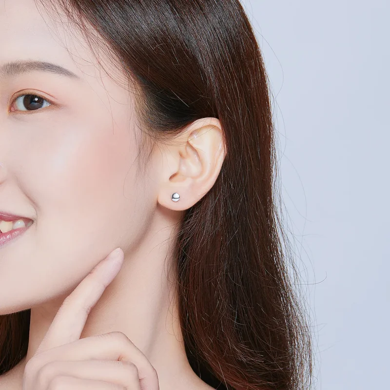 (bilde for) Pandora Style Silver Simple Bean Stud øredobber - SCE705-A - Vis 6