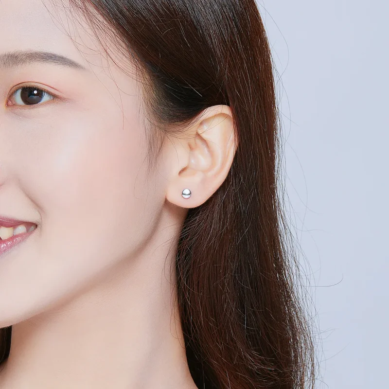 (bilde for) Pandora Style Silver Simple Bean Stud øredobber - SCE705-A - Vis 8
