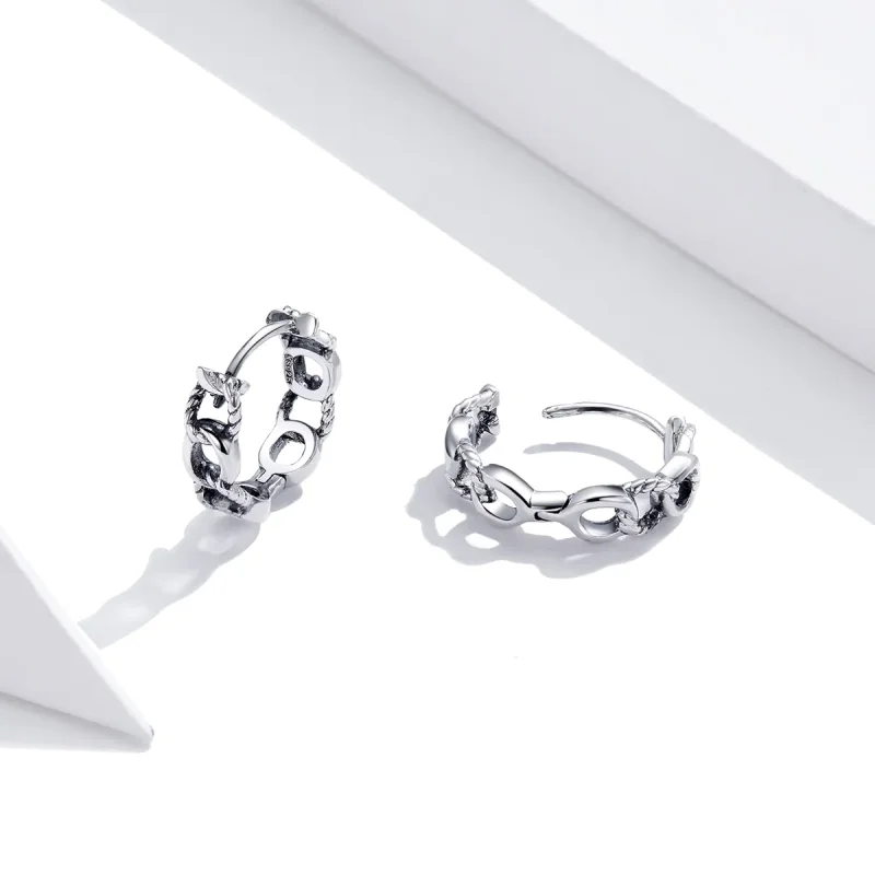(bilde for) Pandora Style Silver Simple Chain Hoop øredobber - SCE960 - Vis 2