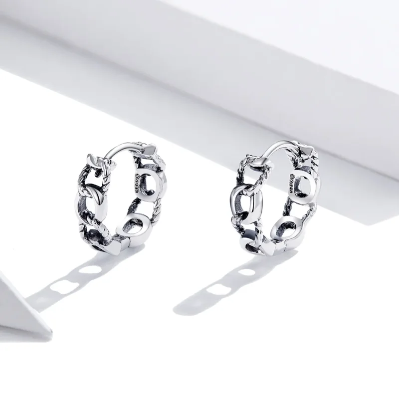 (bilde for) Pandora Style Silver Simple Chain Hoop øredobber - SCE960 - Vis 3