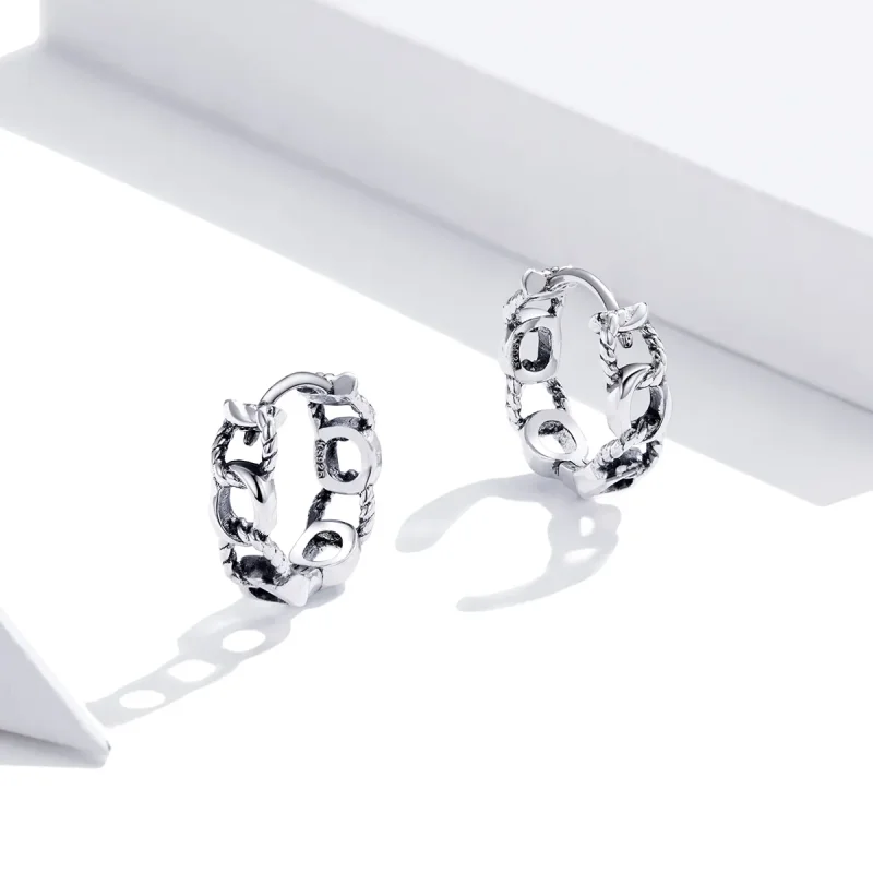 (bilde for) Pandora Style Silver Simple Chain Hoop øredobber - SCE960 - Vis 4