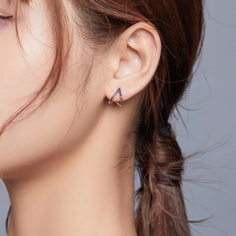 (bilde for) Pandora Style Silver Simple Geometry øredobber - SCE924 - Vis 6
