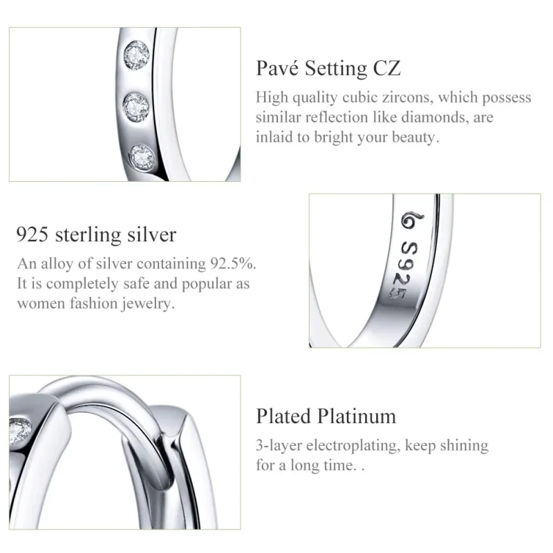(bilde for) Pandora Style Silver Simple Hoop øredobber - BSE101 - Vis 3