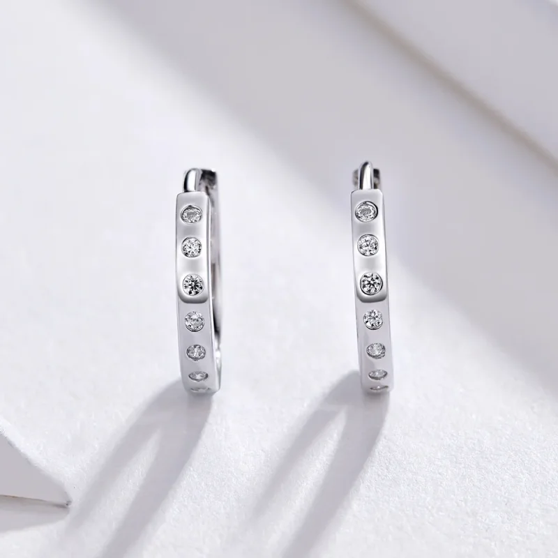 (bilde for) Pandora Style Silver Simple Hoop øredobber - BSE101 - Vis 2