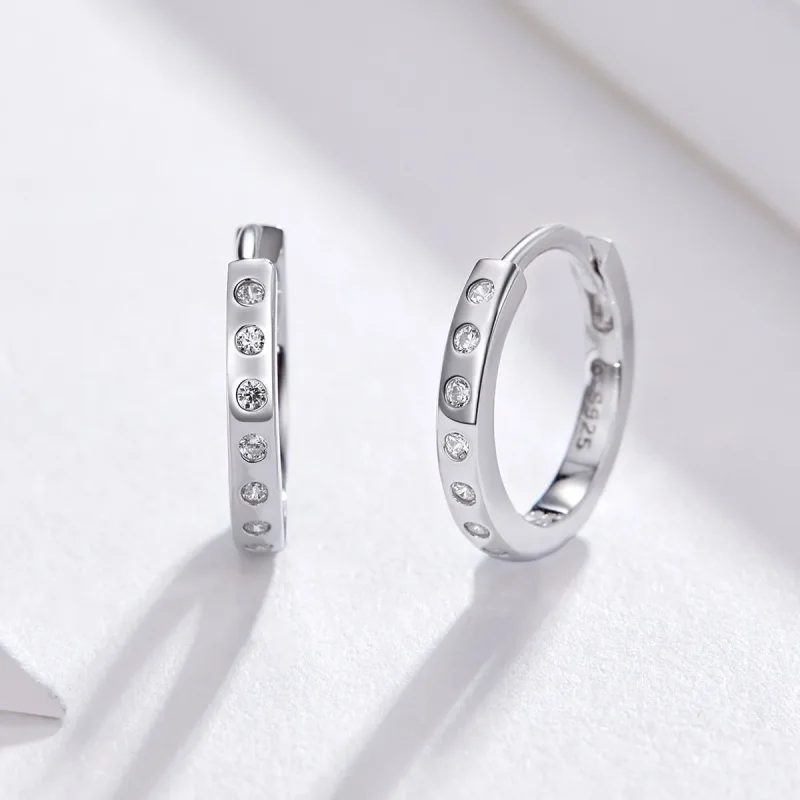 (bilde for) Pandora Style Silver Simple Hoop øredobber - BSE101 - Vis 4