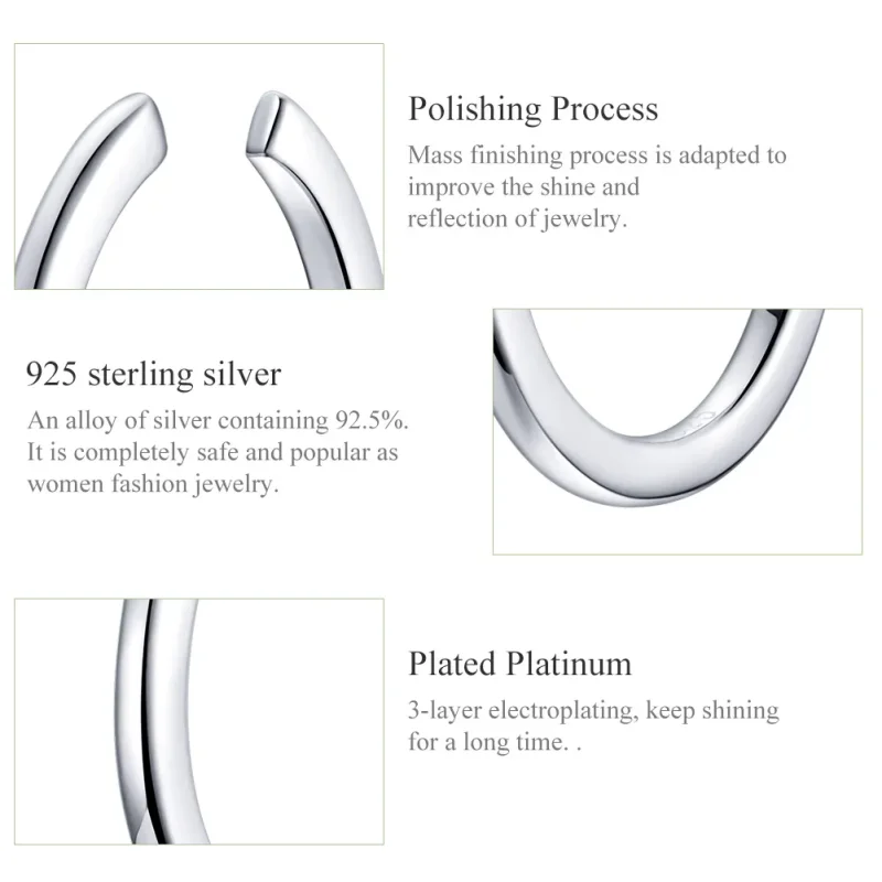 (bilde for) Pandora Style Silver Simple Hoop øredobber - SCE647 - Vis 3