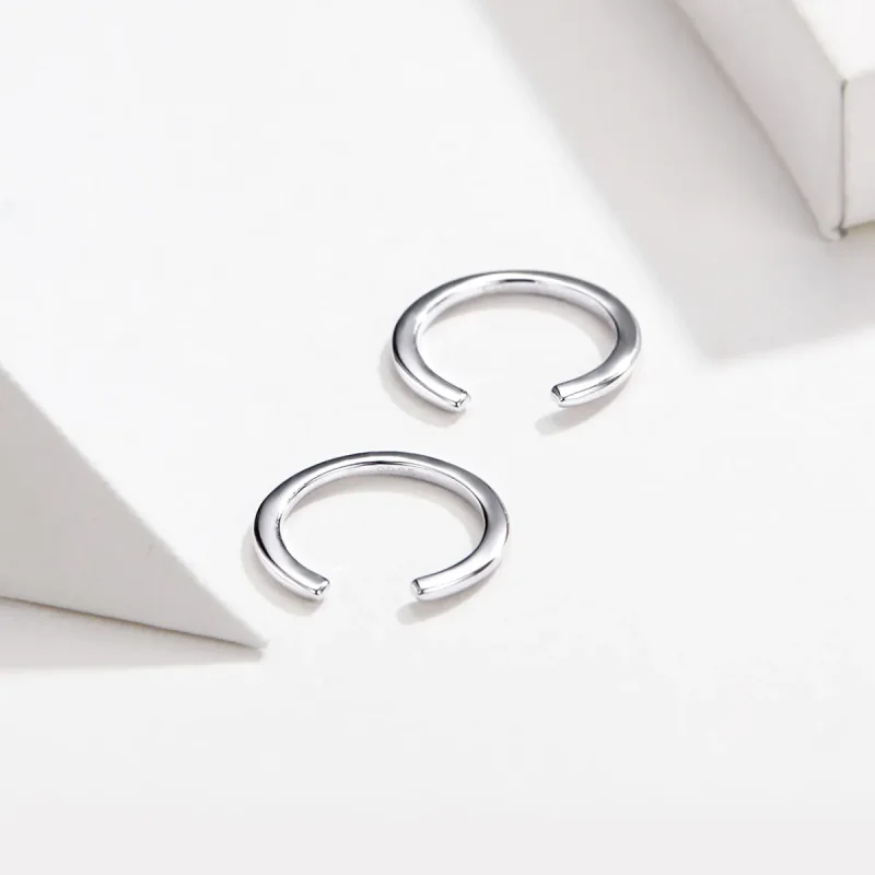 (bilde for) Pandora Style Silver Simple Hoop øredobber - SCE647 - Vis 4