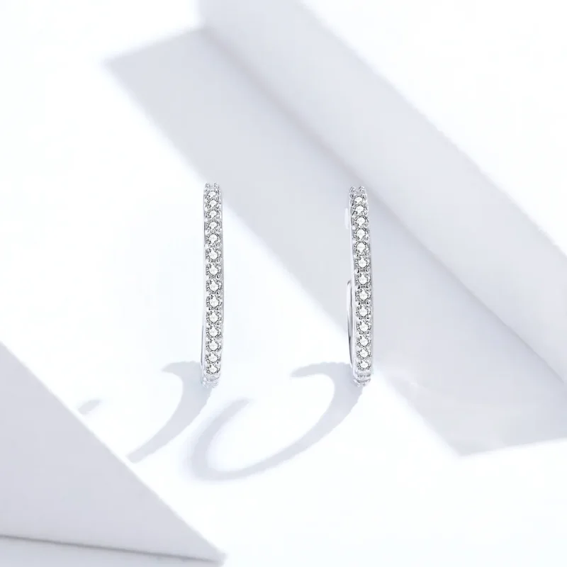 (bilde for) Pandora Style Silver Simple Hoop øredobber - SCE842 - Vis 2