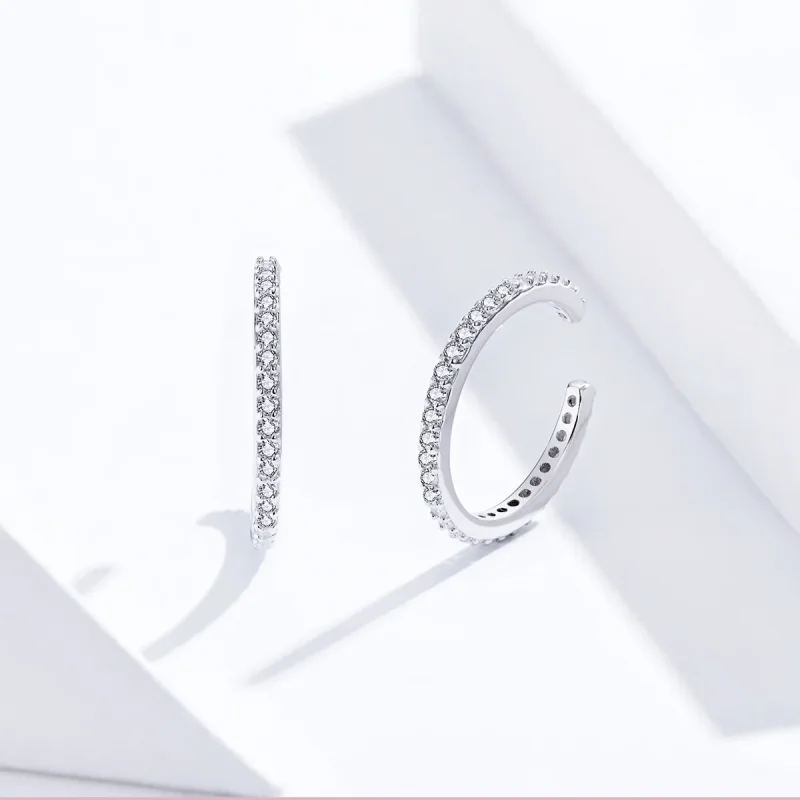 (bilde for) Pandora Style Silver Simple Hoop øredobber - SCE842 - Vis 3