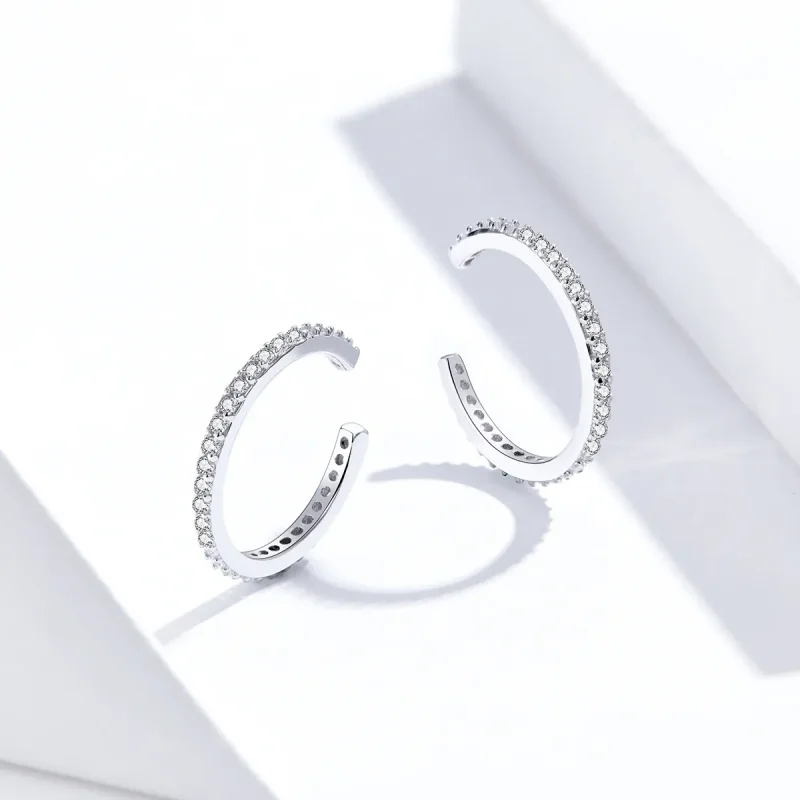 (bilde for) Pandora Style Silver Simple Hoop øredobber - SCE842 - Vis 4