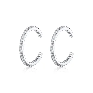 (bilde for) Pandora Style Silver Simple Hoop øredobber - SCE842