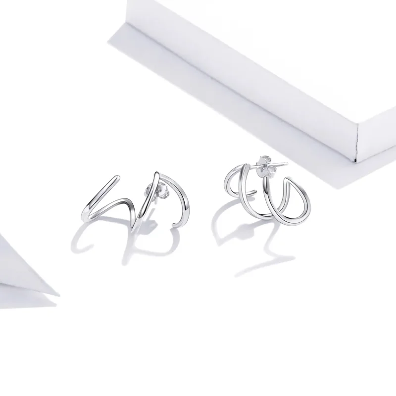 (bilde for) Pandora Style Silver Simple Line øredobber - SCE986 - Vis 3