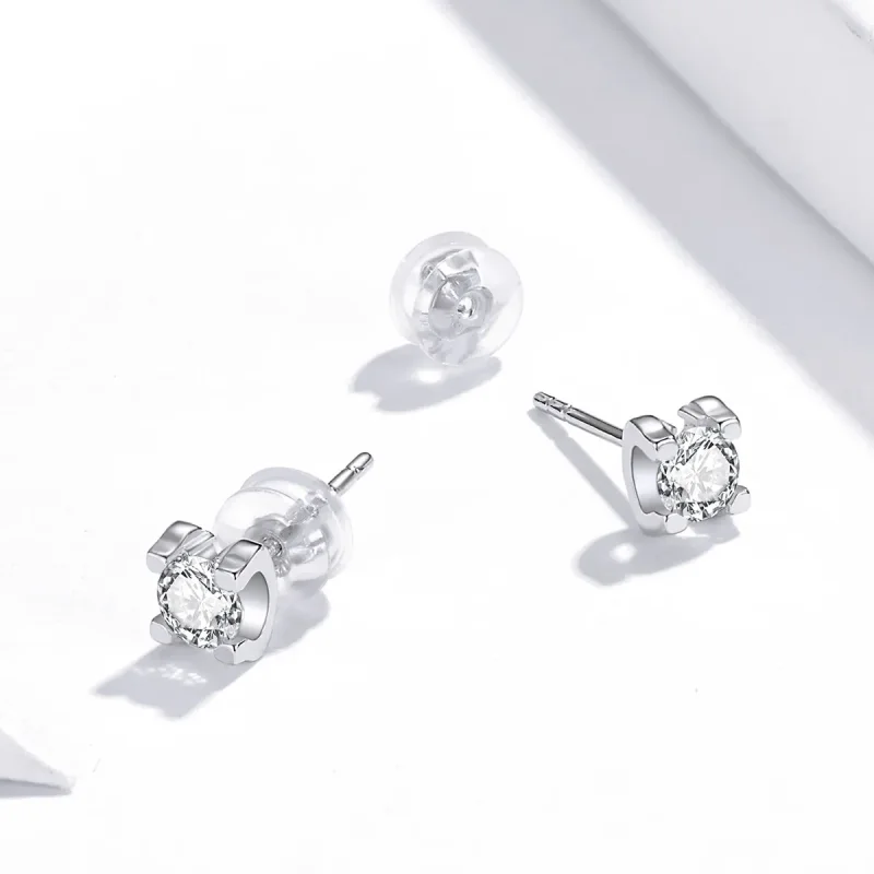 (bilde for) Pandora Style Silver Simple Zircon Stud øredobber - SCE974 - Vis 3