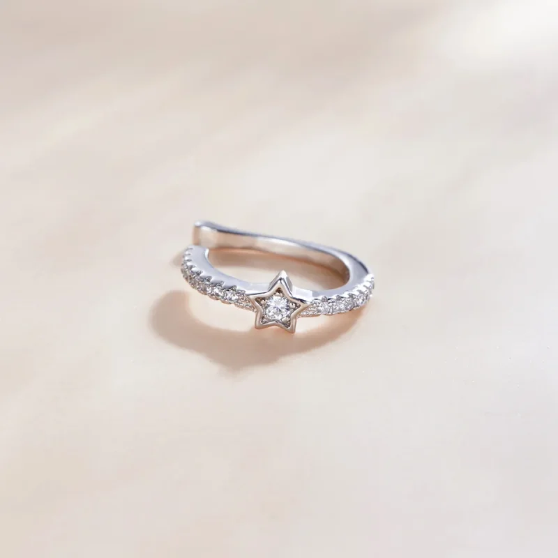 (bilde for) Pandora Style Silver Single Ear Ear clip - SCE1024 - Vis 2