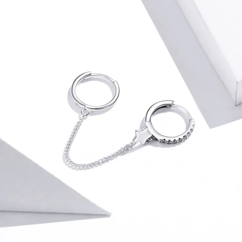 (bilde for) Pandora Style Silver Single Star Dangle øredobber - SCE914 - Vis 2