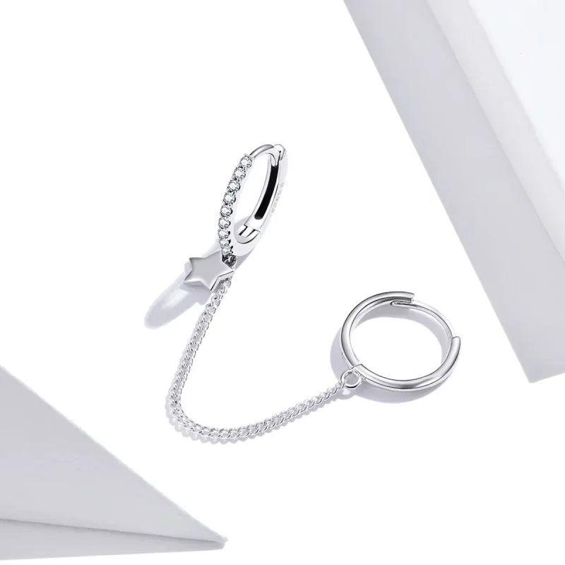 (bilde for) Pandora Style Silver Single Star Dangle øredobber - SCE914 - Vis 3