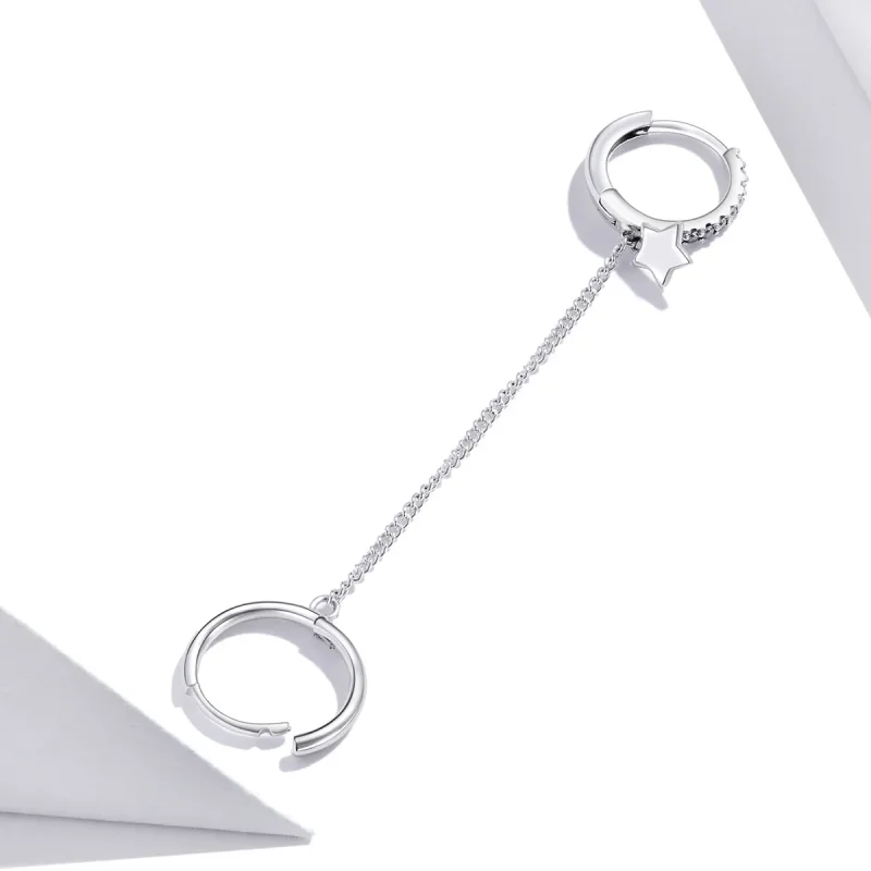 (bilde for) Pandora Style Silver Single Star Dangle øredobber - SCE914 - Vis 4