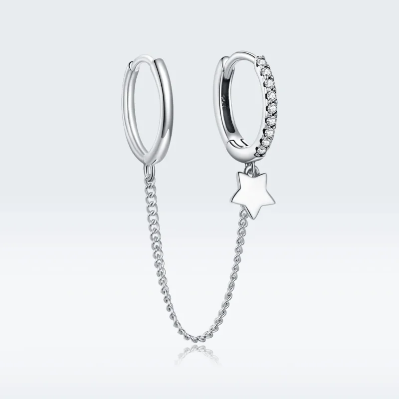 (bilde for) Pandora Style Silver Single Star Dangle øredobber - SCE914 - Vis 5