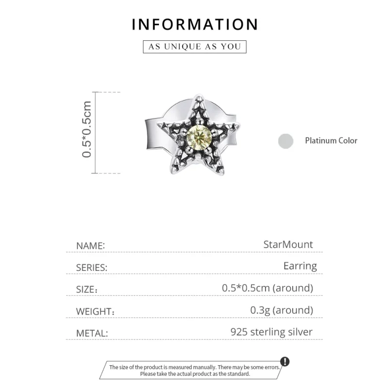 (bilde for) Pandora Style Silver Single Starmount øredobber - SCE1066 - Vis 3