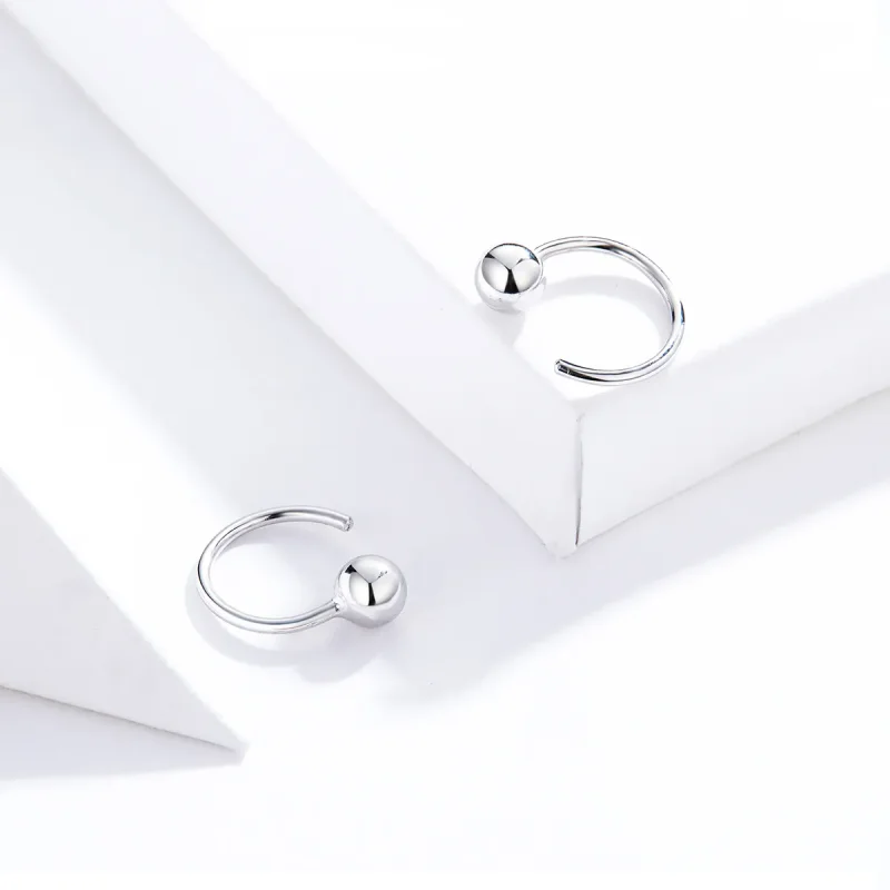 (bilde for) Pandora Style Silver Small Ball Hoop øredobber - SCE782-A - Vis 2