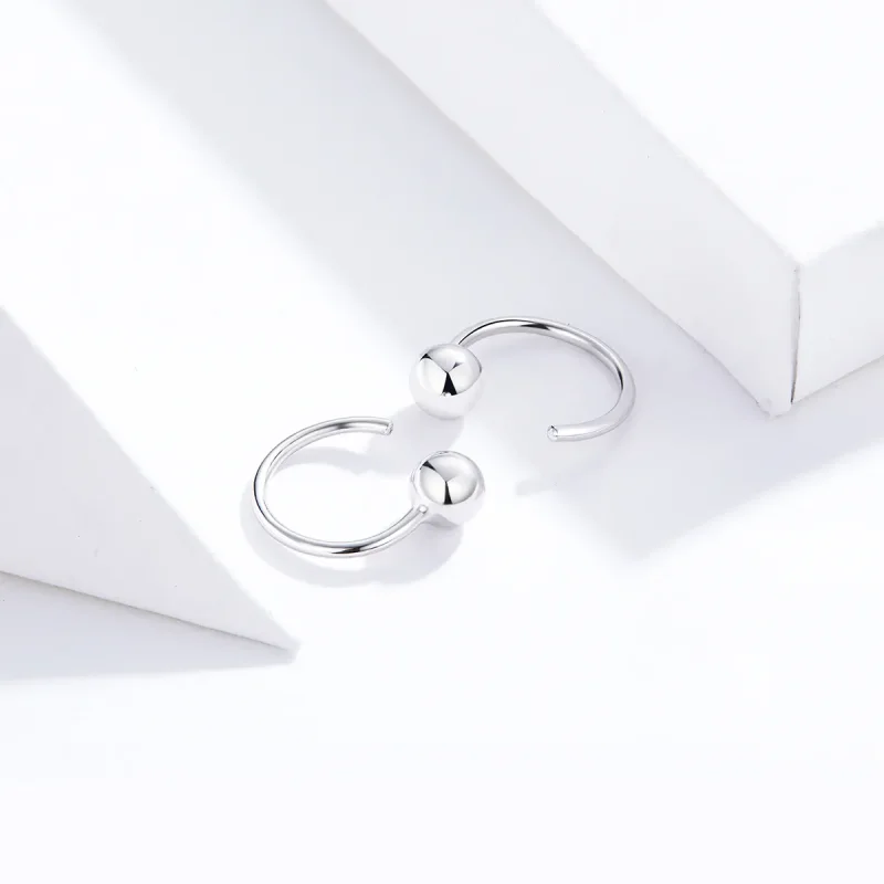 (bilde for) Pandora Style Silver Small Ball Hoop øredobber - SCE782-A - Vis 3