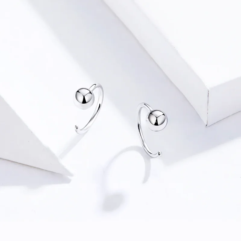 (bilde for) Pandora Style Silver Small Ball Hoop øredobber - SCE782-A - Vis 4