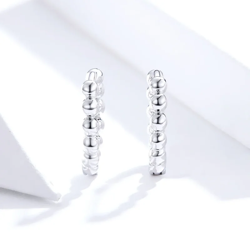 (bilde for) Pandora Style Silver Small Ball Hoop øredobber - SCE807-A - Vis 2