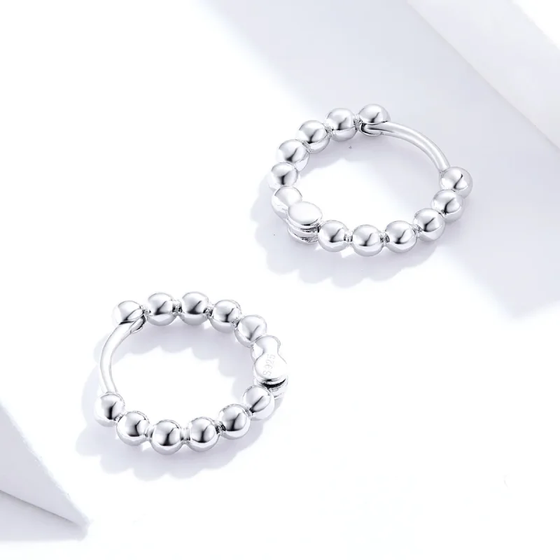 (bilde for) Pandora Style Silver Small Ball Hoop øredobber - SCE807-A - Vis 3
