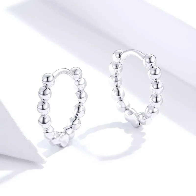 (bilde for) Pandora Style Silver Small Ball Hoop øredobber - SCE807-A - Vis 4