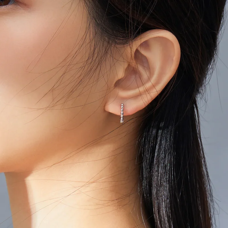 (bilde for) Pandora Style Silver Small Ball Hoop øredobber - SCE807-A - Vis 6